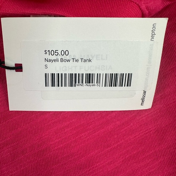MELISSA NEPTON Nayeli Bow Tie Tank hot pink size small NWT - Picture 3 of 6
